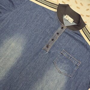 Kate Hewko Womens Denim Polo‎ Shirt Size M Short Sleeve Casual Retro